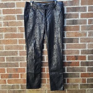 Suko Snakeskin  Jeans Size 10 Black Animal Print Moto Bodycon
